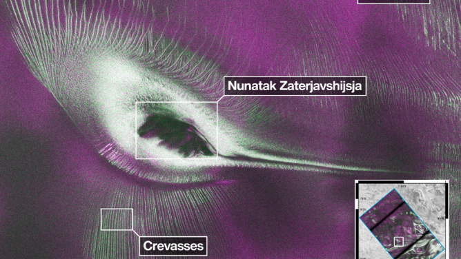 Radar instruments reveal "hummingbird" hidden beneath icy Antarctic surface.