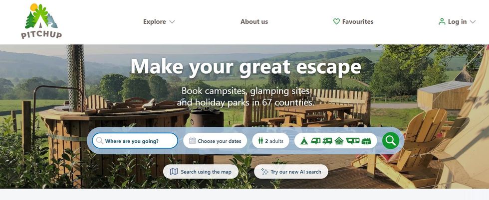 Screenshot of Pitchup.com's website
