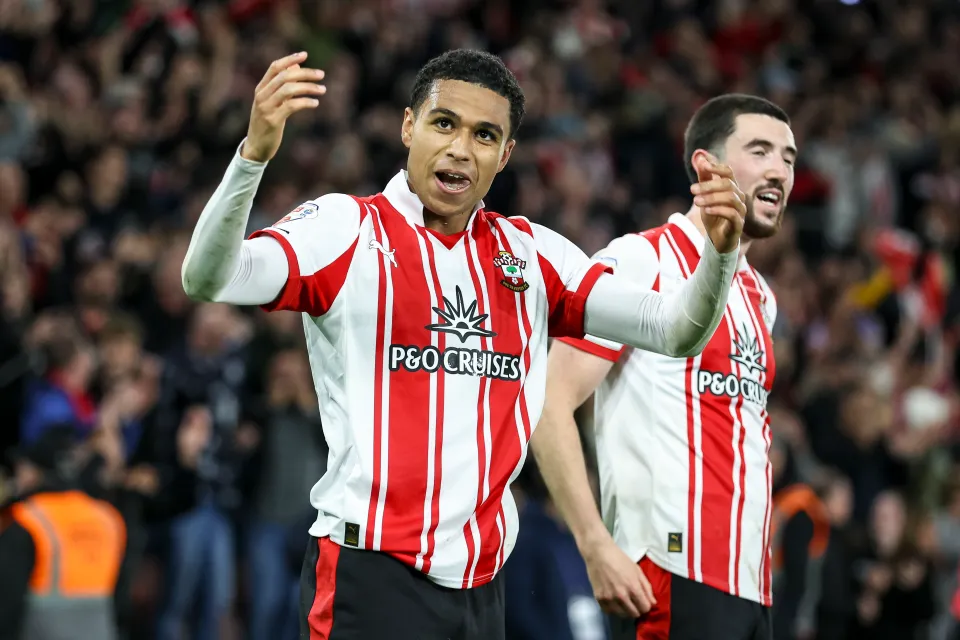Shea Charles celebrates scoring for Southampton