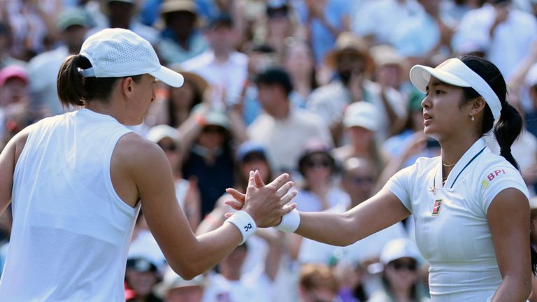 Alex Eala defeated reigning champion Iga Swiatek in the third round. Pic: AP