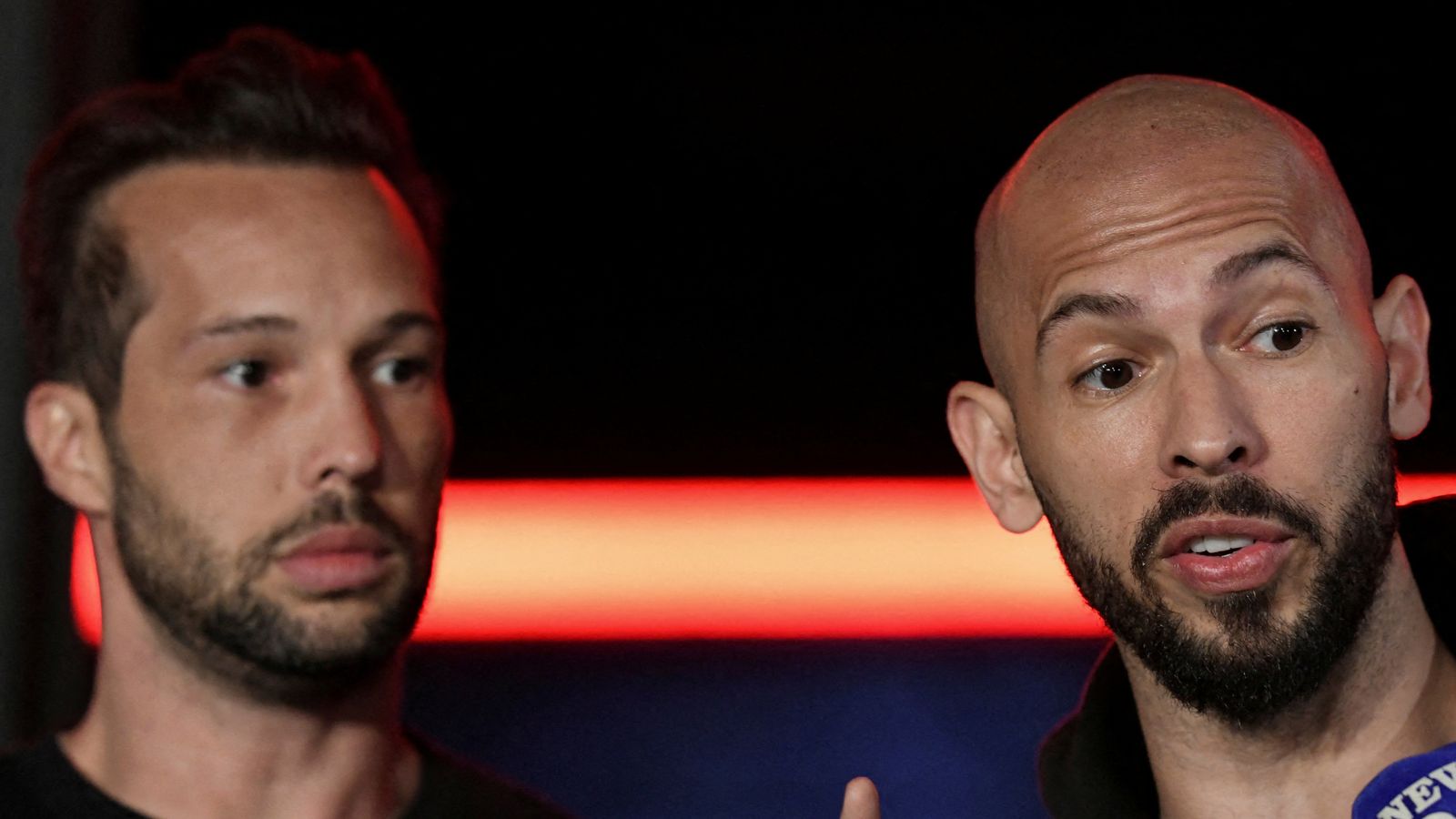 Andrew Tate (R) and his brother Tristan in 2025. Pic: Reuters