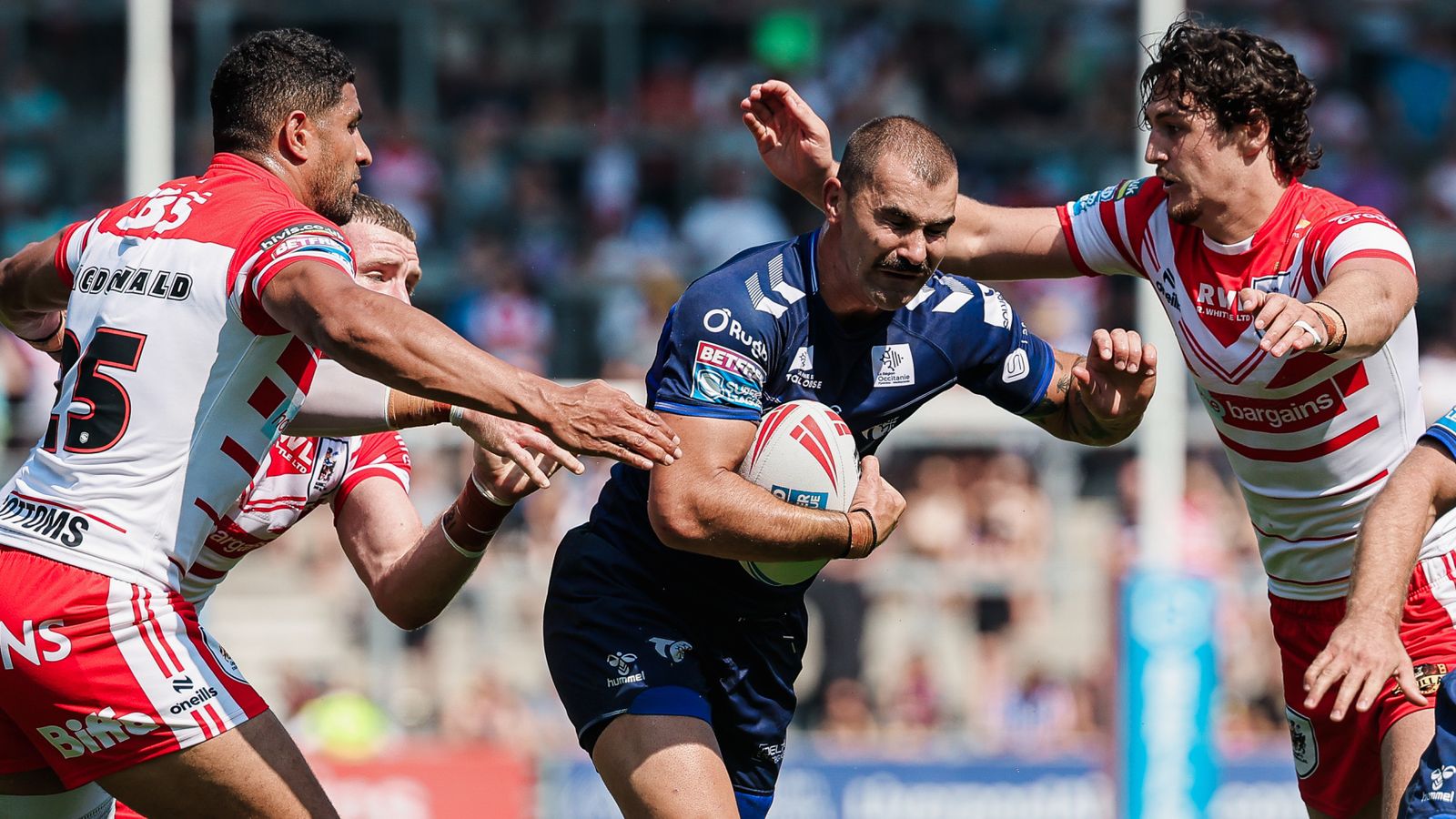 Mathieu Jussaume scored a hat-trick in Toulouse's eight-try thrashing of St Helens [Picture by Alex Whitehead/SWpix.com]