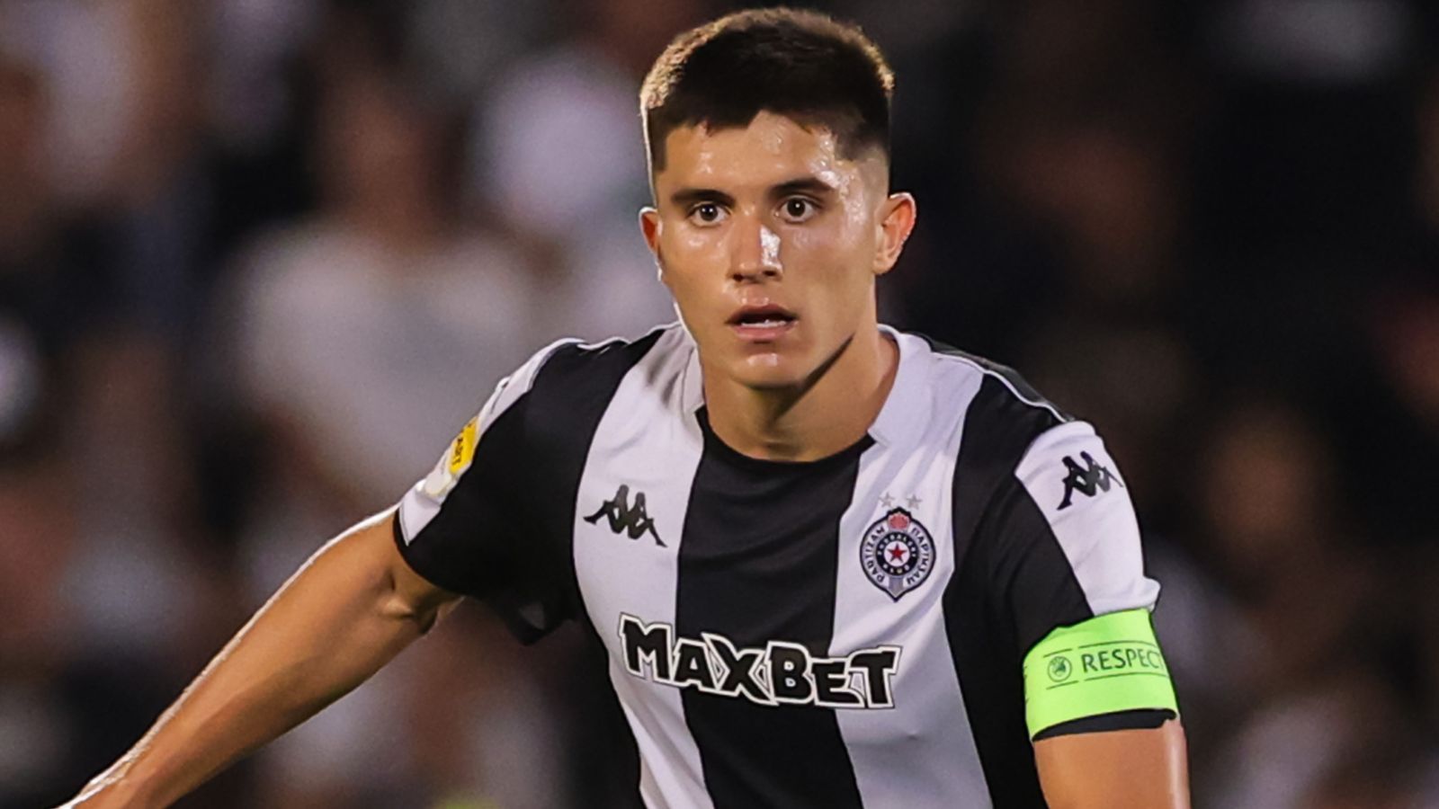 Vanja Dragojevic of Partizan in action during the UEFA Conference Second Qualifying Round Second Leg match between FK Partizan and FC Oleksa
