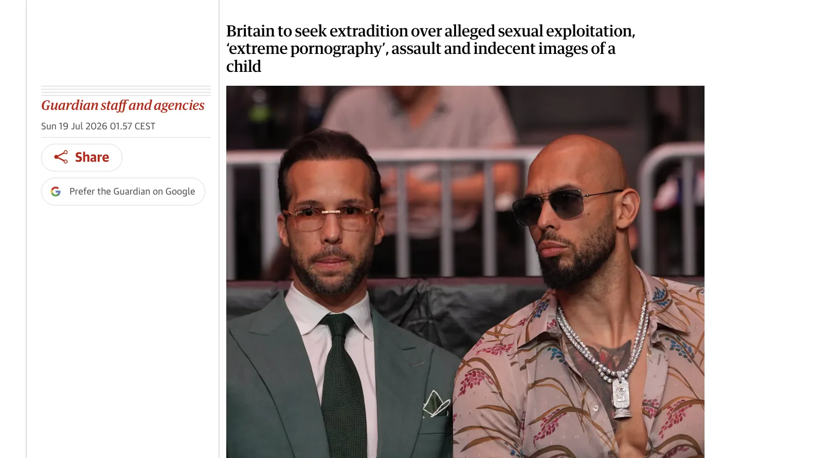 The Tate brothers were arrested in the U.S. at the request of the United Kingdom — The Guardian