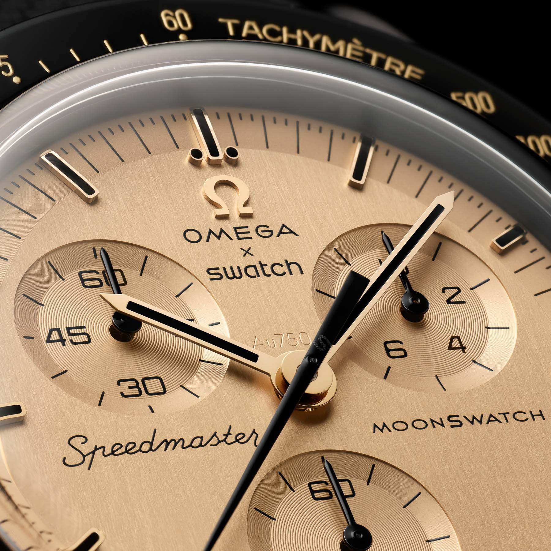 Omega × Swatch Speedmaster MoonSwatch Mission To The Moon 1969 dial up close
