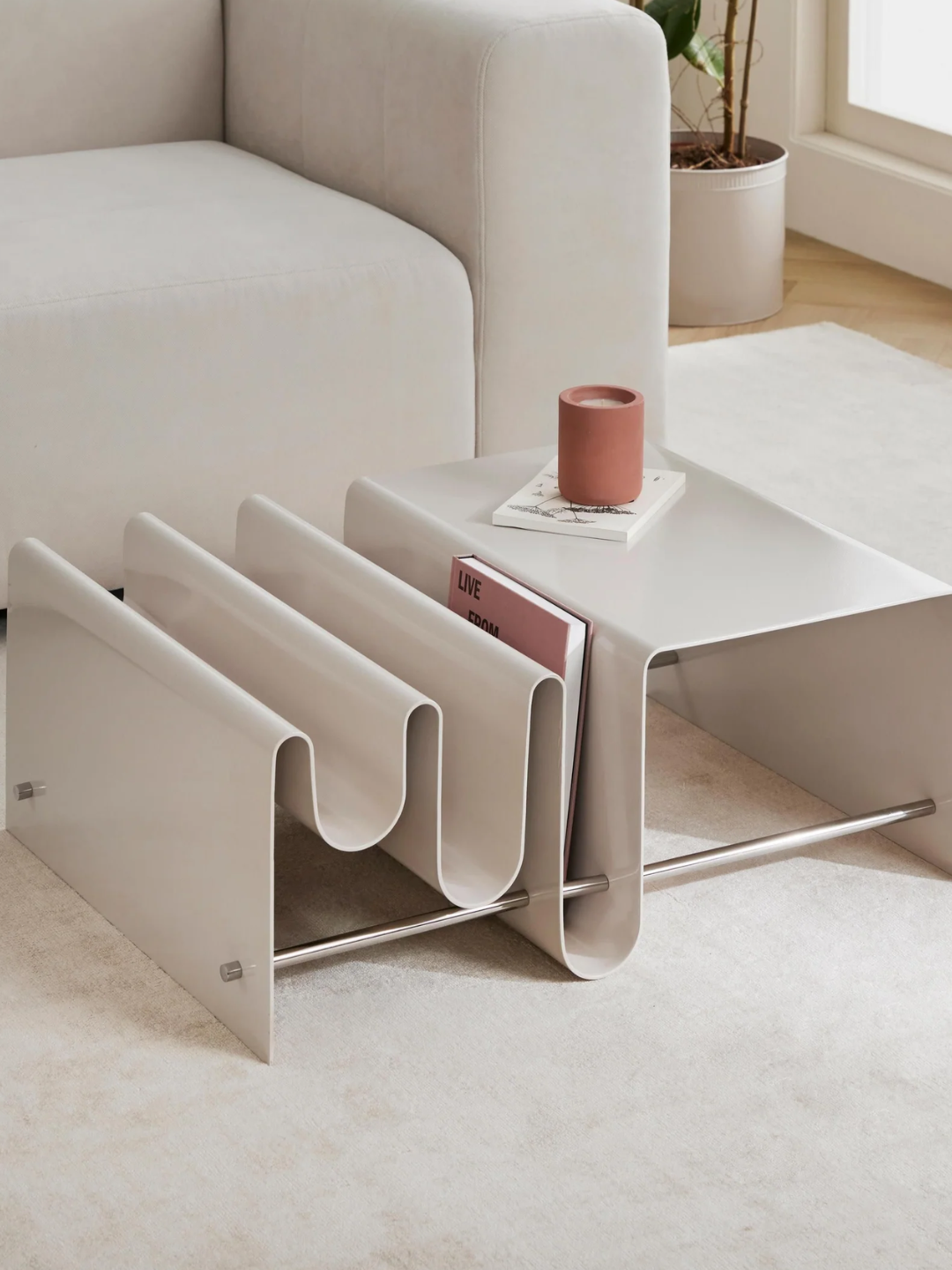 A metal coffee table with storage from Westwing