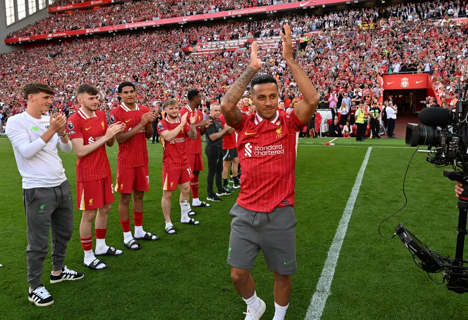 Thiago Alcantara of Liverpool the Premier League match between Liverpool FC and Wolverhampton Wanderers at Anfield on May 19, 2024
