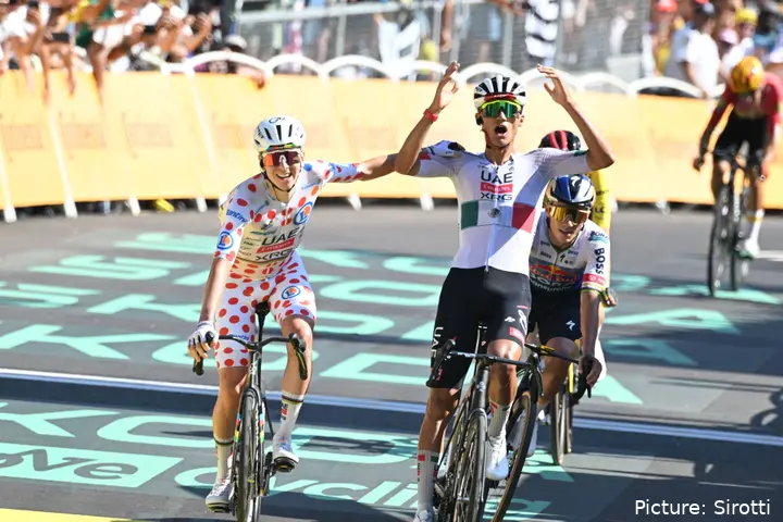 Tadej Pogacar and Isaac del Toro on stage 2 of the 2026 Tour de France