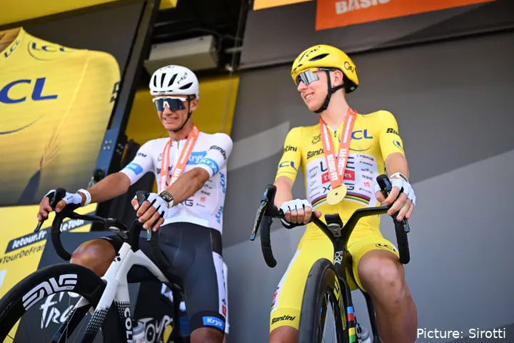 Tadej Pogacar and Isaac del Toro at stage 4 of the 2026 Tour de France