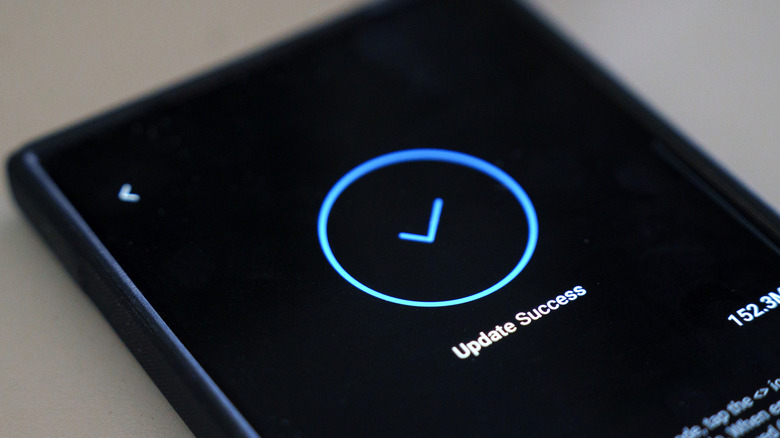 The screen of a phone showing a completed update process.
