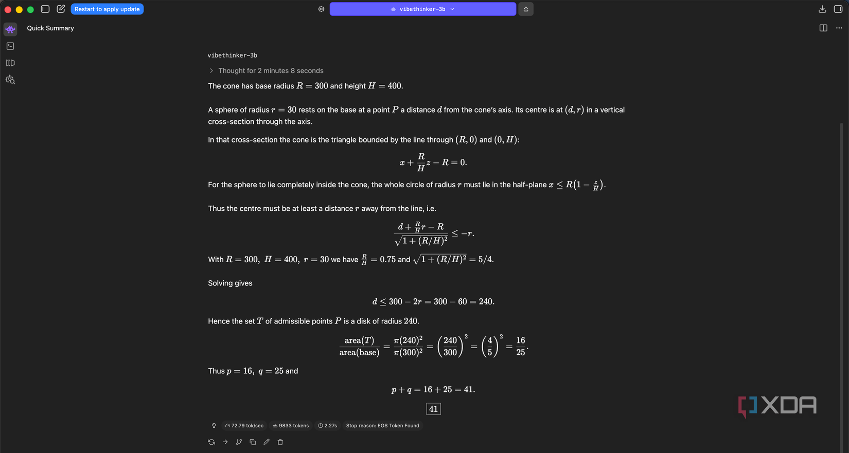 Vibethinker 3B modified AIME 2026 question