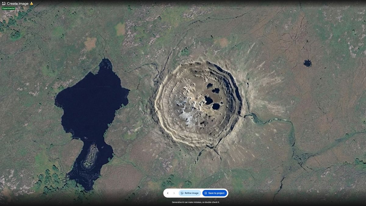 An AI-generated crater