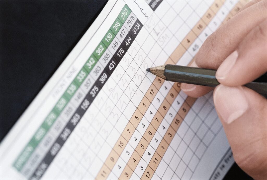 A golfer fills out a scorecard | Source: Adobe Stock world handicap system
