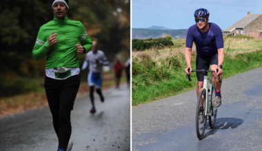 Steve runs (left) and cycles (right)