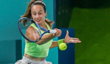 In the women’s singles event of the Mubadala Abu Dhabi Open, organized by the WTA in Abu Dhabi, Turkish tennis player Zeynep Sonmez faced Filipino opponent Alexandra Eala. UAE, February 2, 2026. (AA Photo)