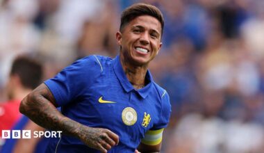 Enzo Fernandez grits his teeth while playing for Chelsea