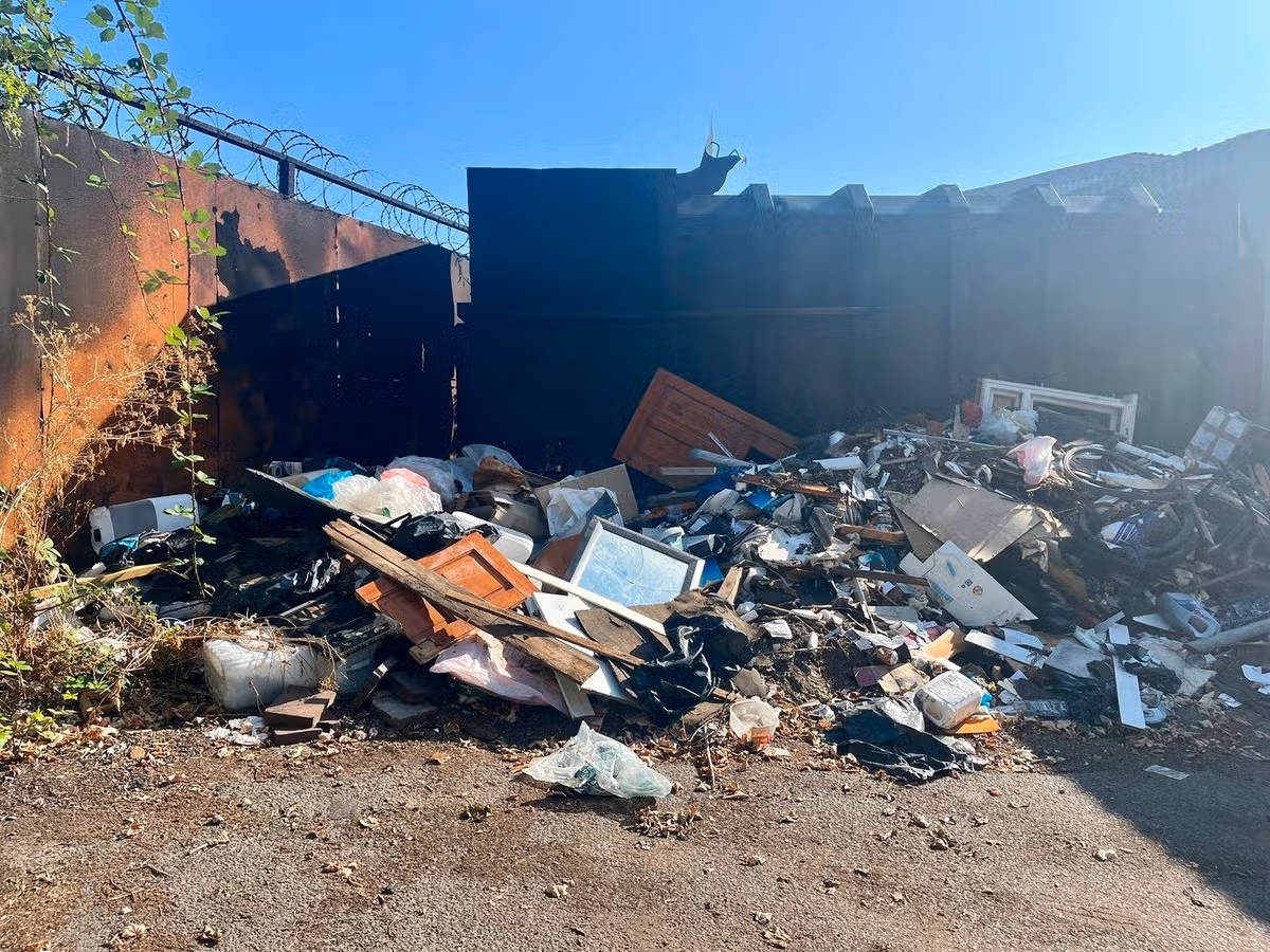 The waste dumped in Sudmeadow Road, Gloucester.