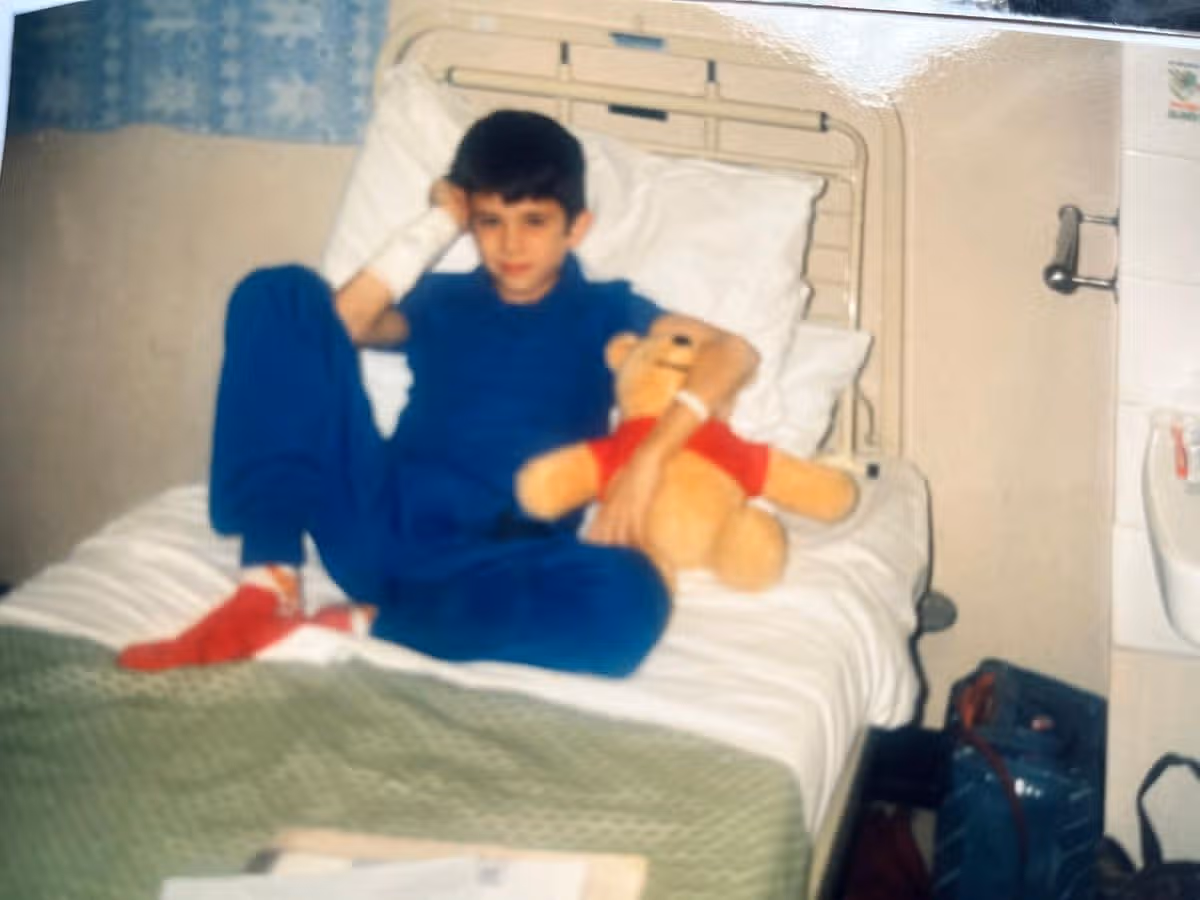 Robert Blades in hospital for liver transplant as a child