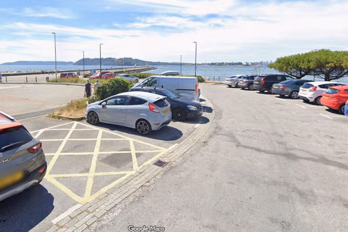 The car park at Mount Batten Pier.