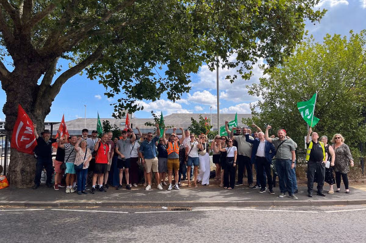 Protest outside Derby Railway Station