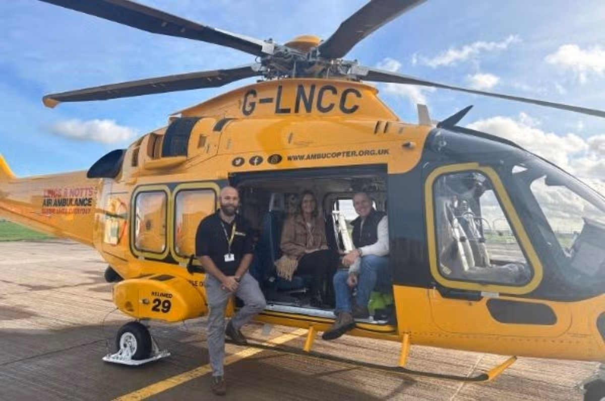 Andy promotes the lifesaving work of Lincs & Notts Air Ambulance,  and fundraises for the cause, since his experience