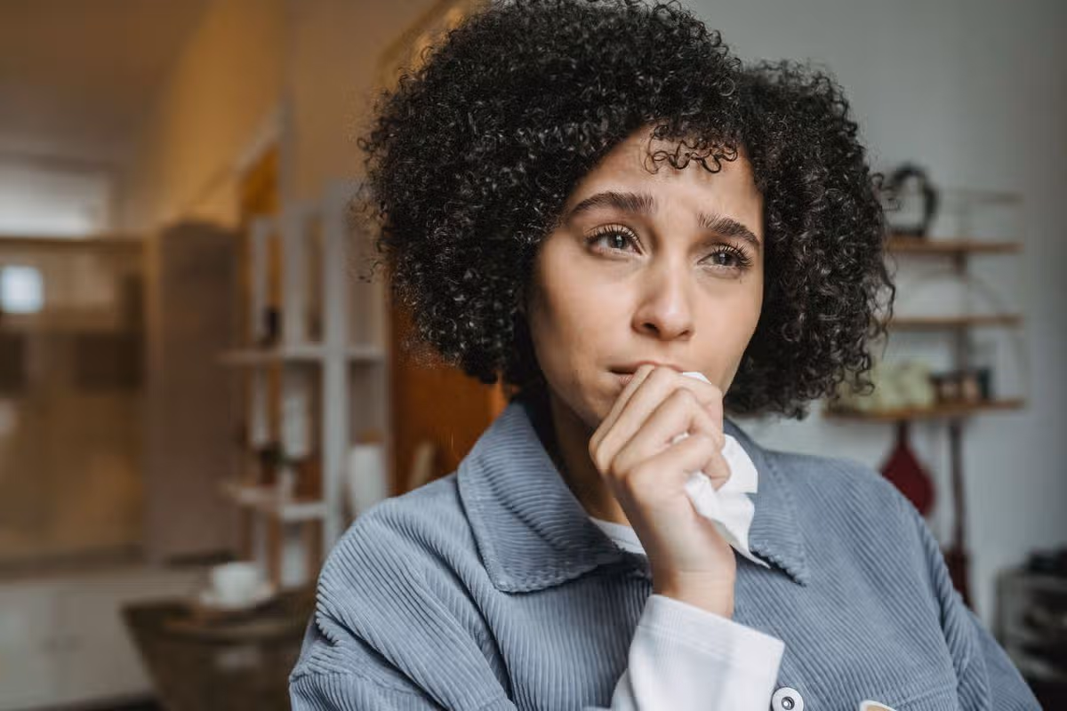 Worried woman staring