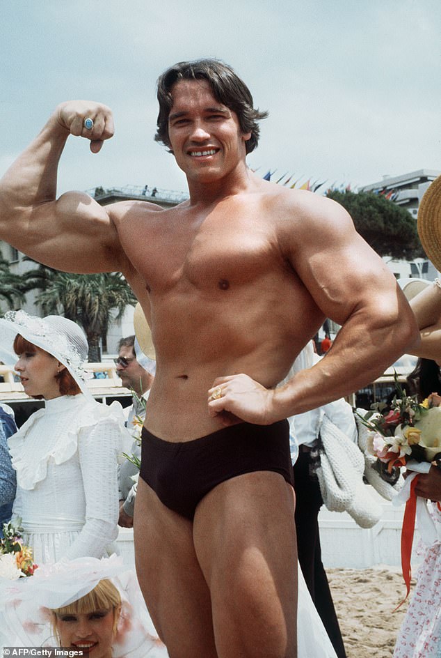 The pensioner's biggest fan is former model and movie star Arnold Schwarzenegger (pictured in 1977)