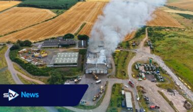 Firefighters work through the night to battle blaze at Stoneyhill Quarry near Peterhead
