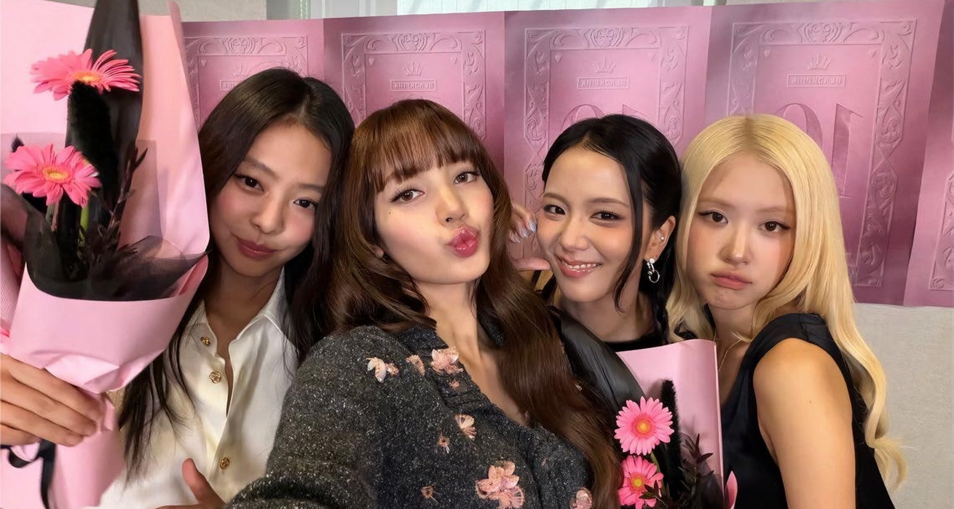 From left are K-pop girl group BLACKPINK members Jennie, Jisoo, Lisa and Rosé. The four gathered at the National Museum of Korea in central Seoul, Saturday, for a meet-and-greet event celebrating the group