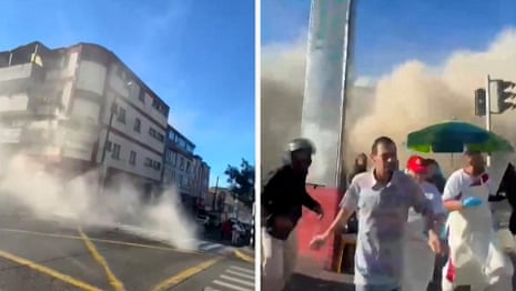 People flee as building collapses during earthquake in Colombia – video