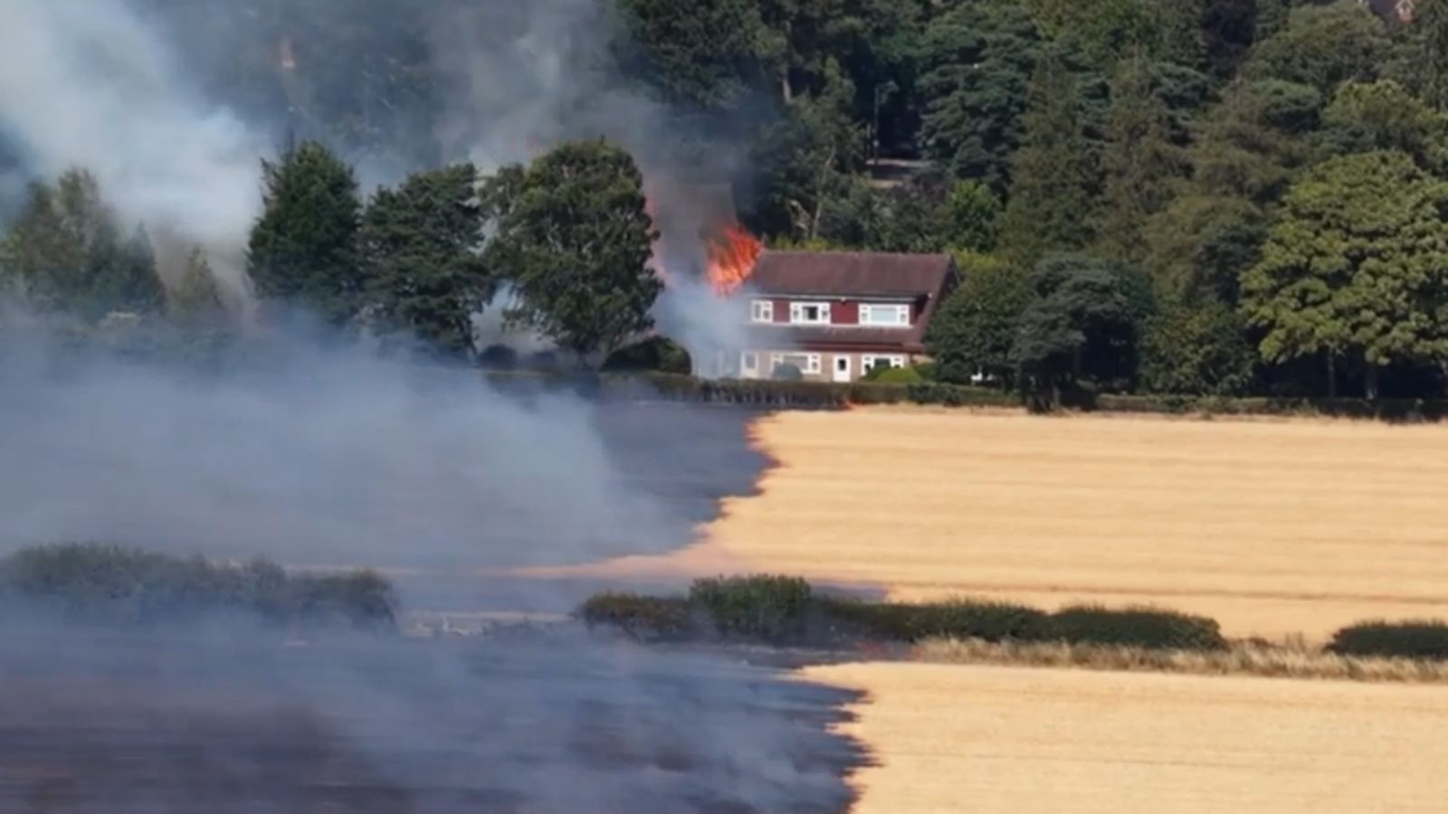 Six homes on fire and several injured as 100 firefighters tackle 'extensive' Stourbridge grass fire