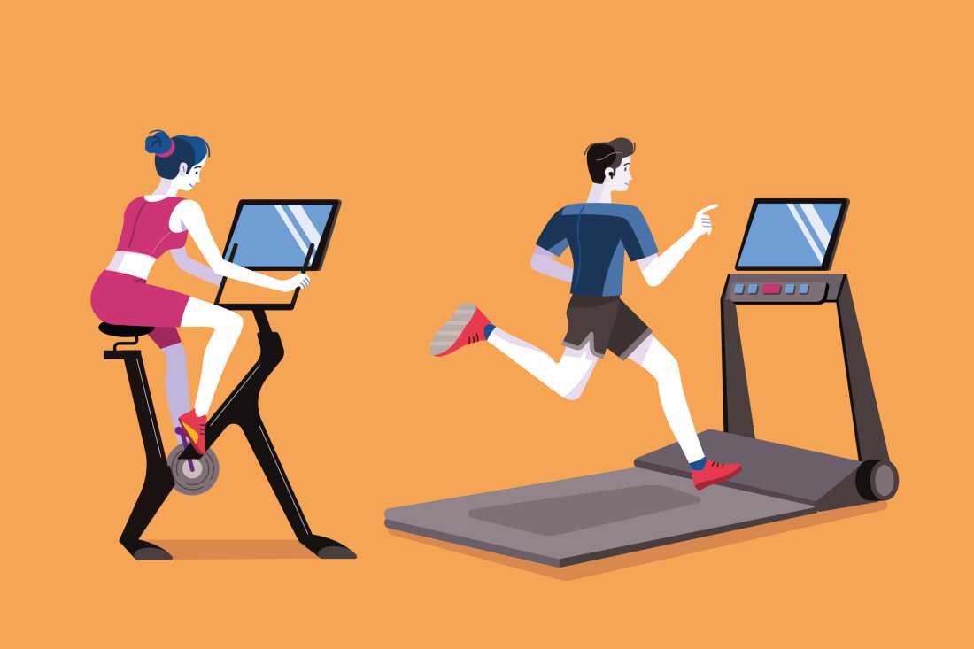 Man and woman in sportwear working out in a gym