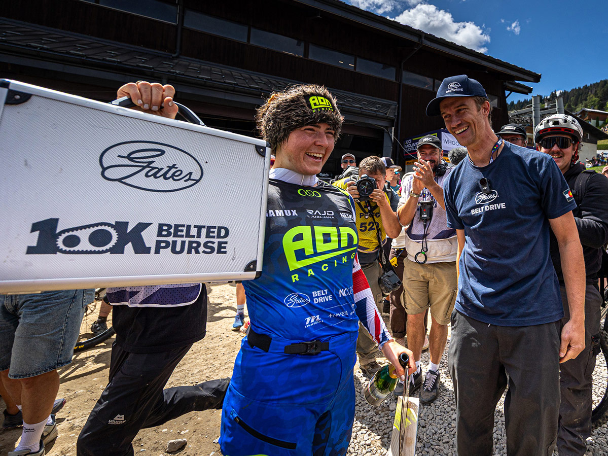 Hattie Harnden takes Gates 100k Belted Purse with 2026 Les Gets DH World Cup win, €100,000 richer