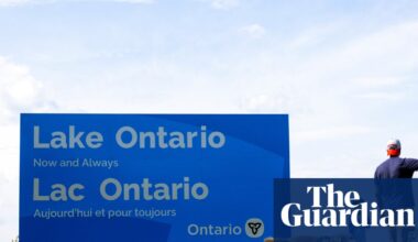 Canada erects giant ‘Lake Ontario’ sign as spat with Trump over name escalates | Donald Trump