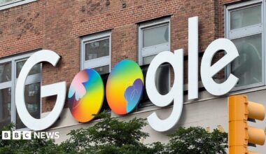 Google logo on the side of a building.