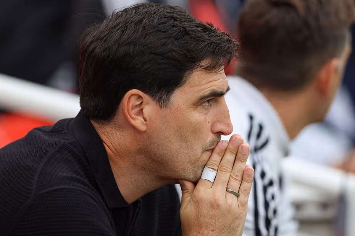 Liverpool's Spanish head coach Andoni Iraola waits for the start of the pre-season friendly football match between Liverpool and Como at Anfield in Liverpool, north west England on August 16, 2026. (Photo by Darren Staples / AFP via Getty Images)