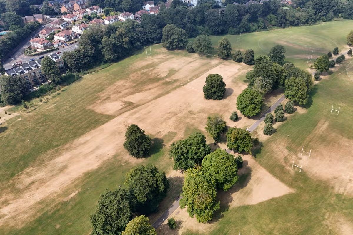 The prolonged heatwave across Wales has left pitches like these in Cardiff unusable, with grass turning brown after weeks of hot, dry weather