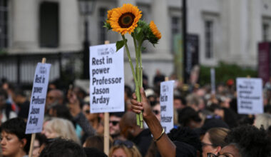 People attend a vigil to remember former Cambridge professor Jason Arday, who died aged 41 on Friday after resigning amid ...