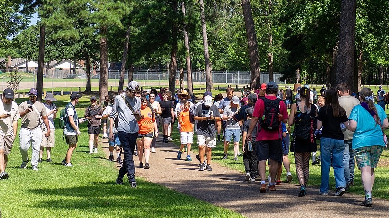Various local community members and those from surrounding areas gathered Saturday and Sunday, July 10 and 11, 2026, at Spring Lake Park in Texarkana, Texas, to participate in Pokémon GO Fest: Global. (Staff photo by Andrea Loredo-Gonzalez)