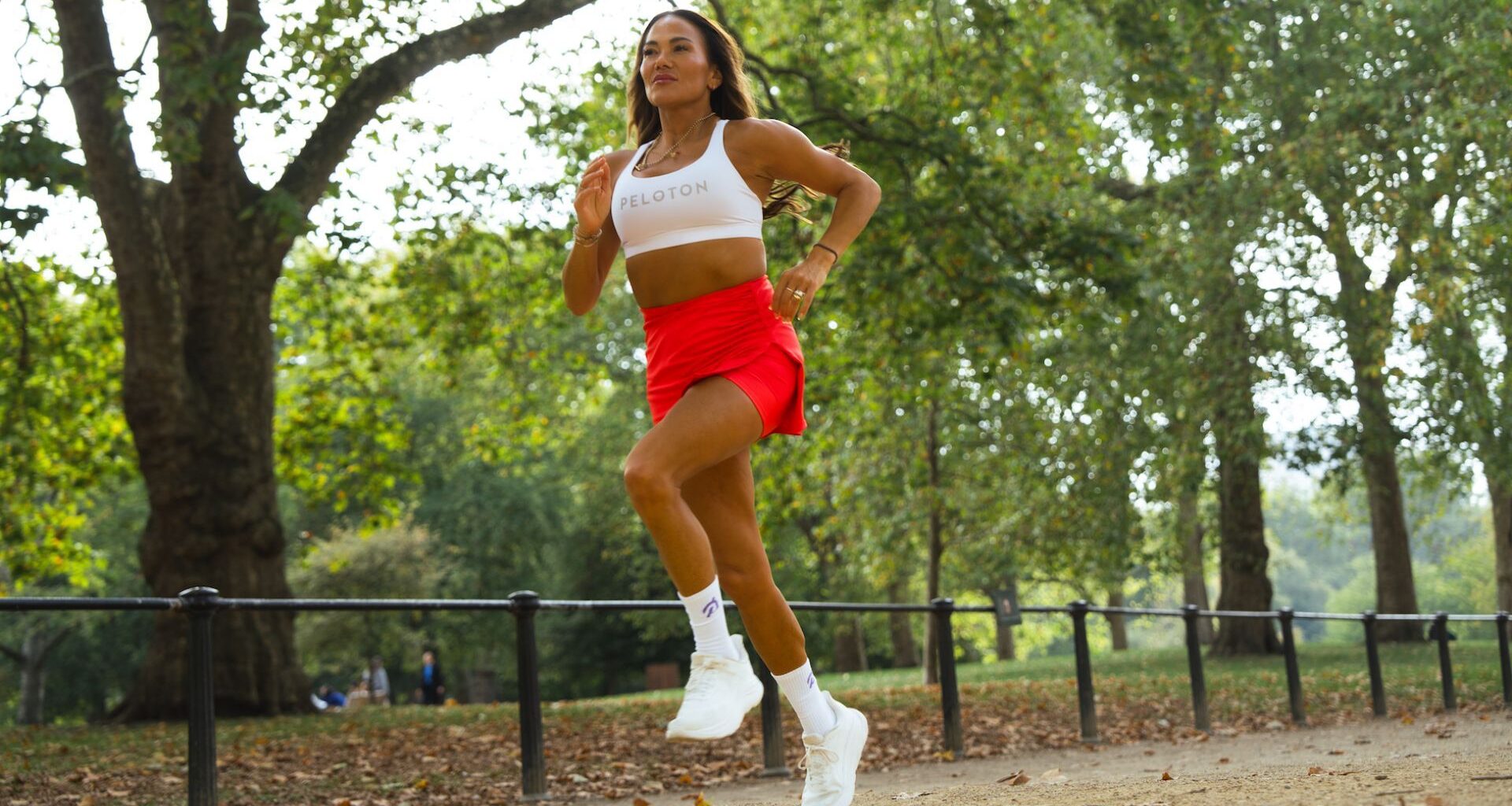 Woman runs in park