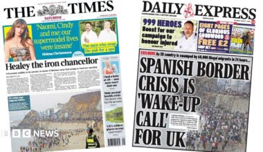 The headline on the front page of the reads: "Spanish border crisis is 'wake-up call' for UK."