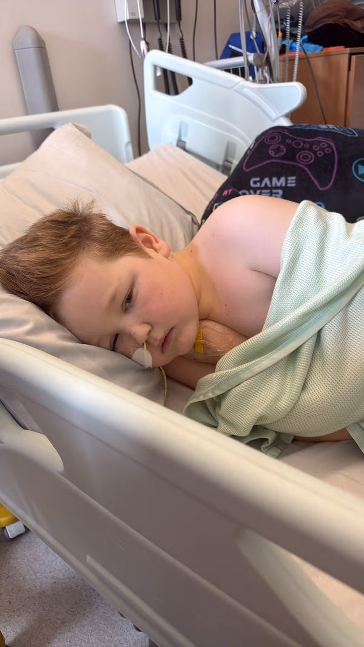 Ruben in a hospital bed