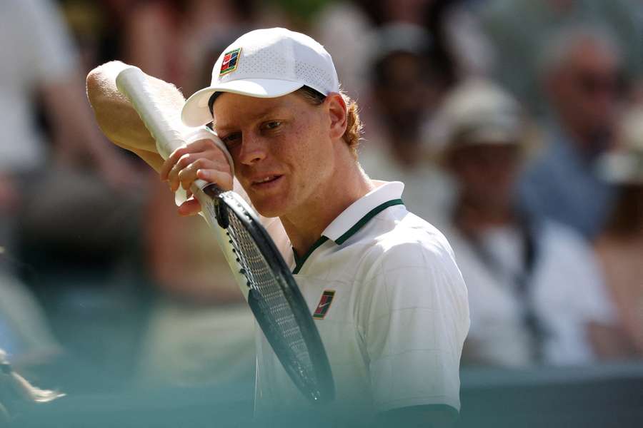 Jannik Sinner reacts during his final match against Germany's Alexander Zverev