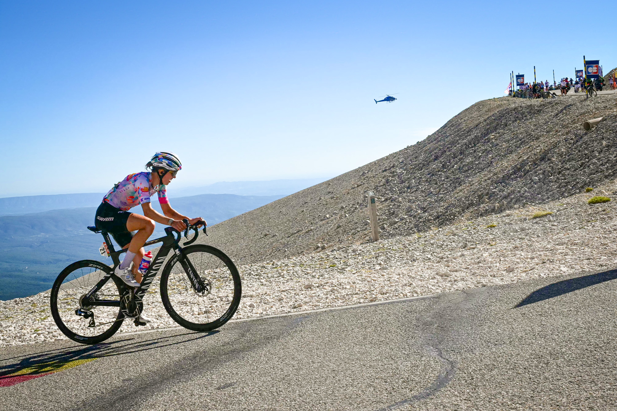 Canyon//SRAM zondacrypto's Polish rider Katarzyna Niewiadoma rides in the ascent of the Mont Ventoux at the end of the 7th (out of 9) stage of the fifth edition of the Women's Tour de France cycling race, 146.8 km from Voulte-sur-Rhone to The Mont Ventoux, at The Mont Ventoux, southeastern France on August 7, 2026. (Photo by NICOLAS TUCAT / AFP via Getty Images)