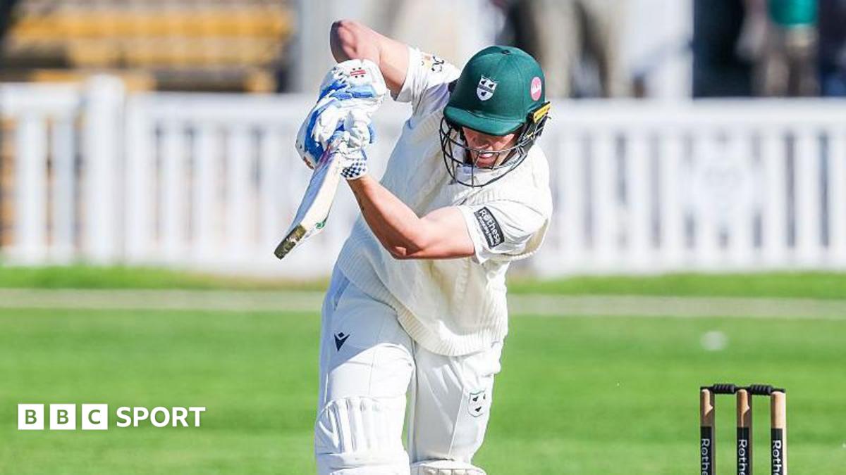 Worcestershire's Dan Lategan (in green batting helmet) plays an shot on the leg side