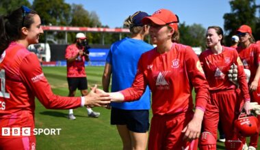Welsh Fire women shake hands after their final game in 2026