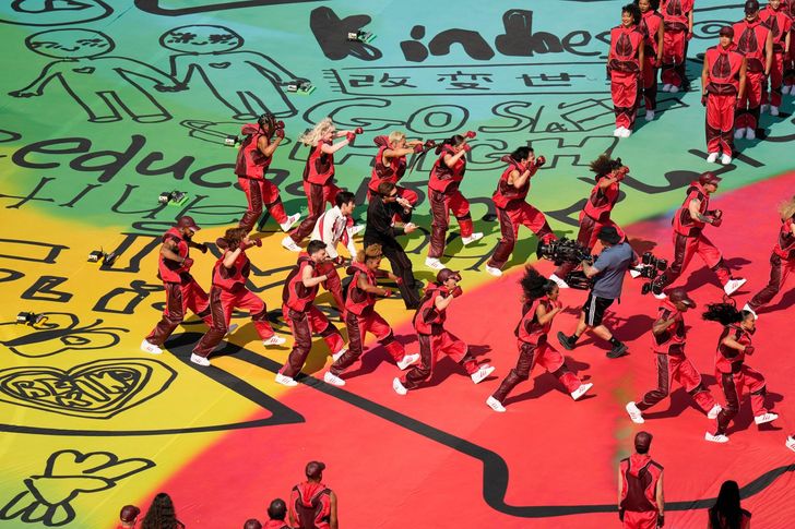BTS performs during a halftime show for the World Cup final match between Spain and Argentina in East Rutherford, N.J., July 19. AP-Yonhap