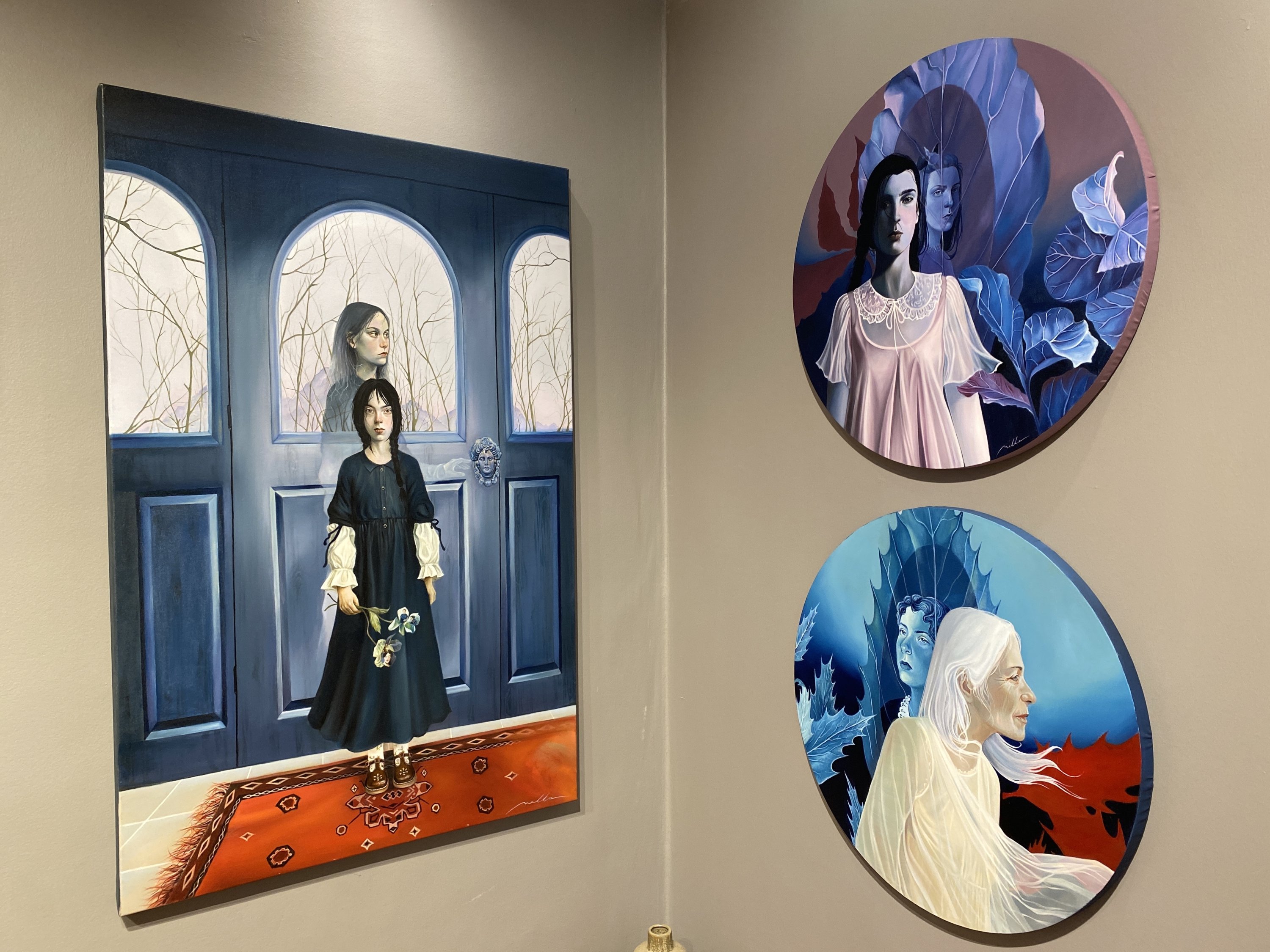 Works from the “7/7 - Seven Divided by Seven” exhibition are displayed on the walls at Artmahall Kabataş, Istanbul, Türkiye, Aug. 29, 2026. (Photo courtesy of Asu Yıldız Tekin)