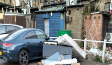 A large pile of household waste was dumped outside Buzz Bingo Hall