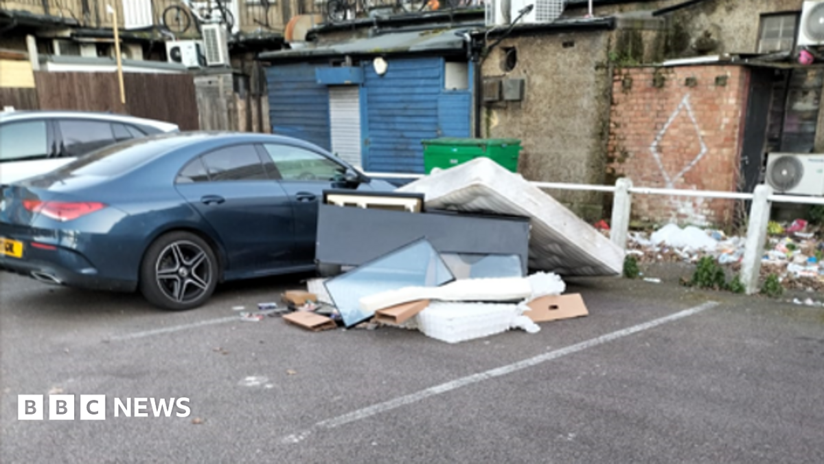 A large pile of household waste was dumped outside Buzz Bingo Hall